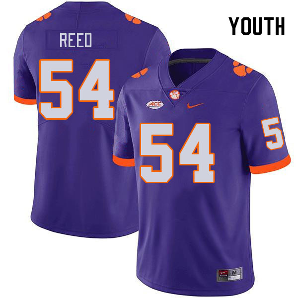 Youth #54 Ian Reed Clemson Tigers College Football Jerseys Stitched-Purple - Click Image to Close